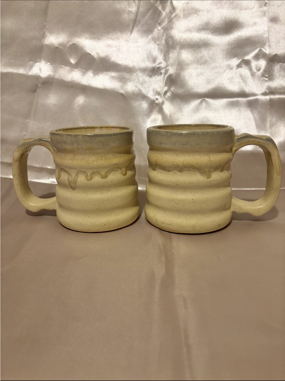 2 Pottery Stoneware Mugs. 10 oz, 4x3.5. Very heavy And Beautiful Keep It Warm